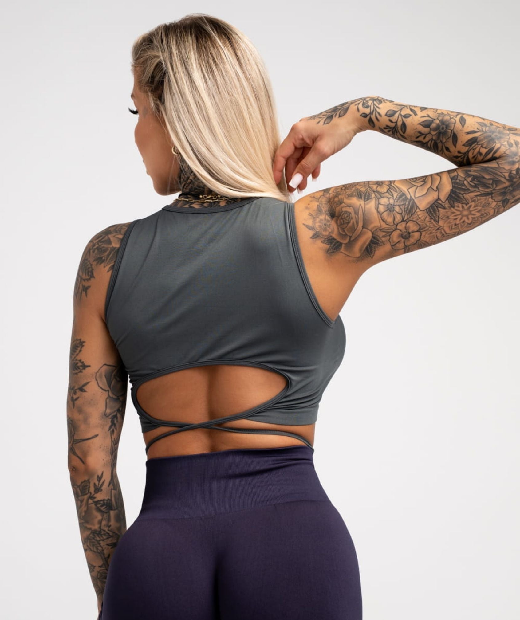 Gym Glamour - Elsa Tied Top (Grey)