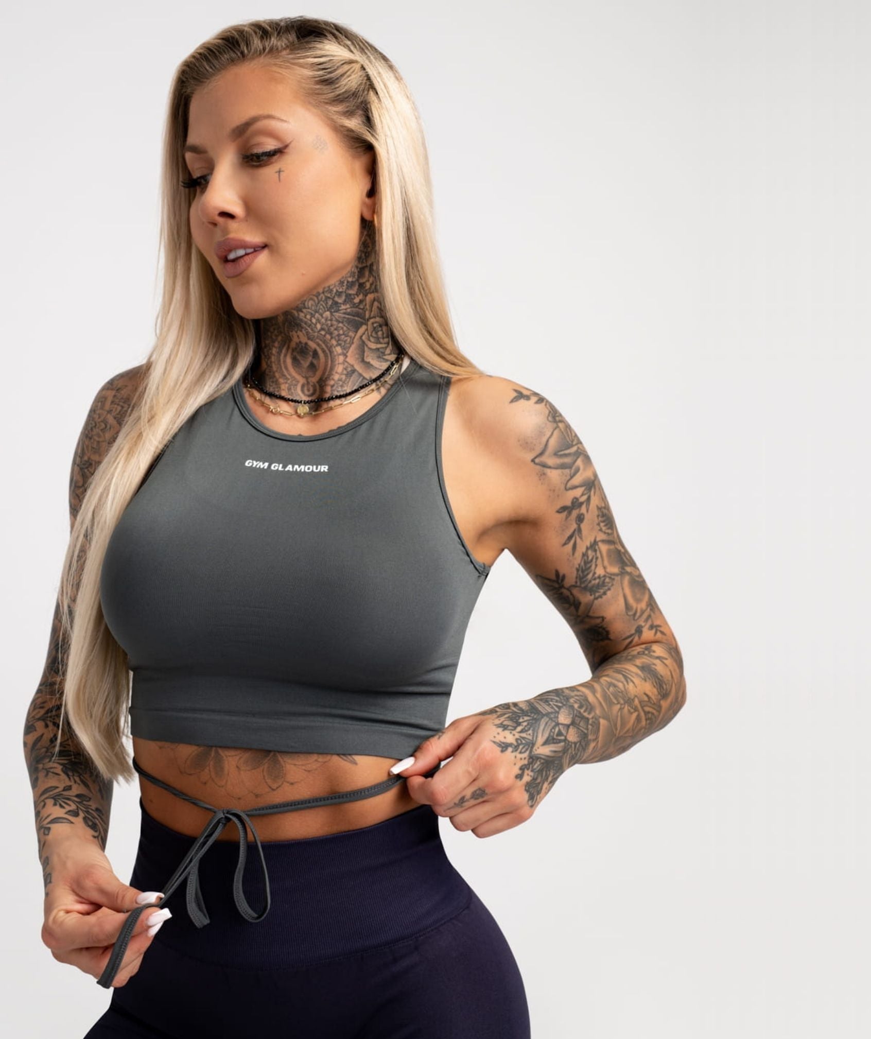 Gym Glamour - Elsa Tied Top (Grey)