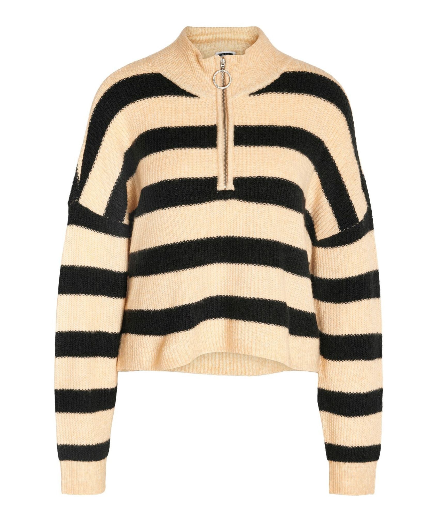 Noisy May - New Alice L/S Half Zip Knit (Black Irish Cream)
