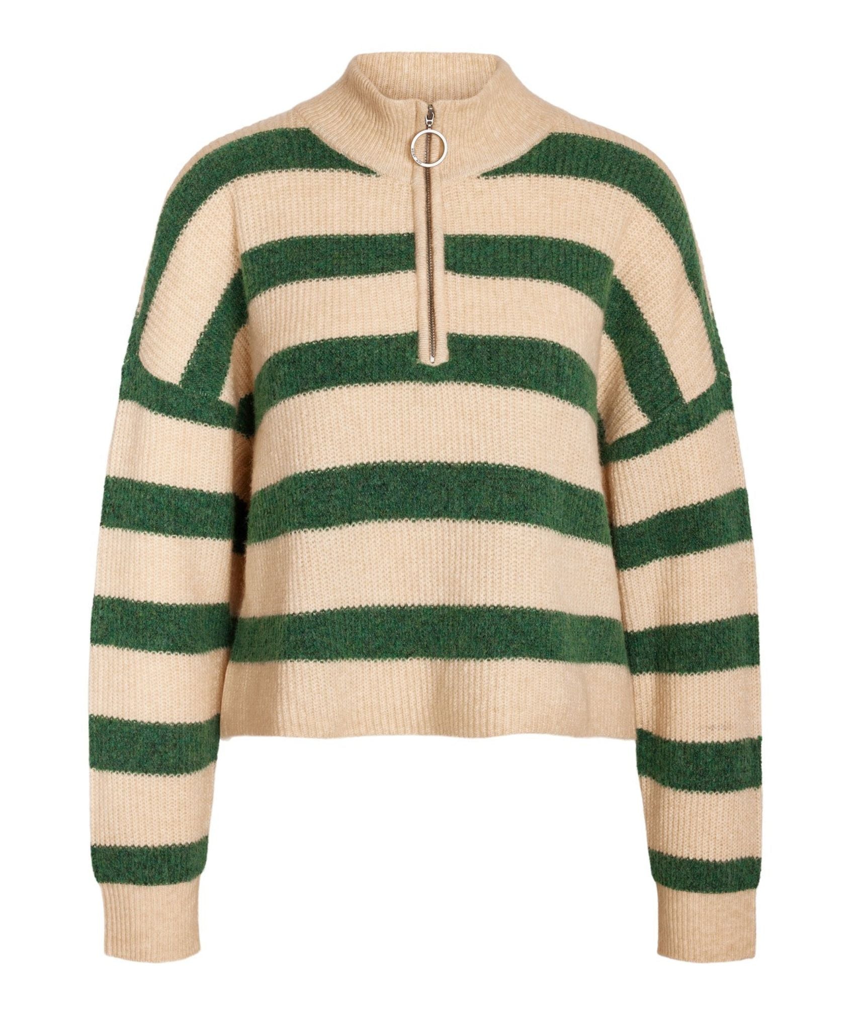 Noisy May - New Alice L/S Half Zip Knit (Foliage Green Irish Cream)