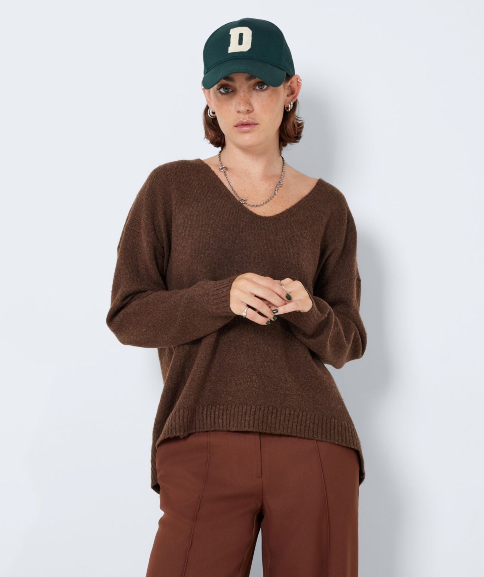Noisy May - Son L/S V-Neck Tunic Knit (Cappuccino)