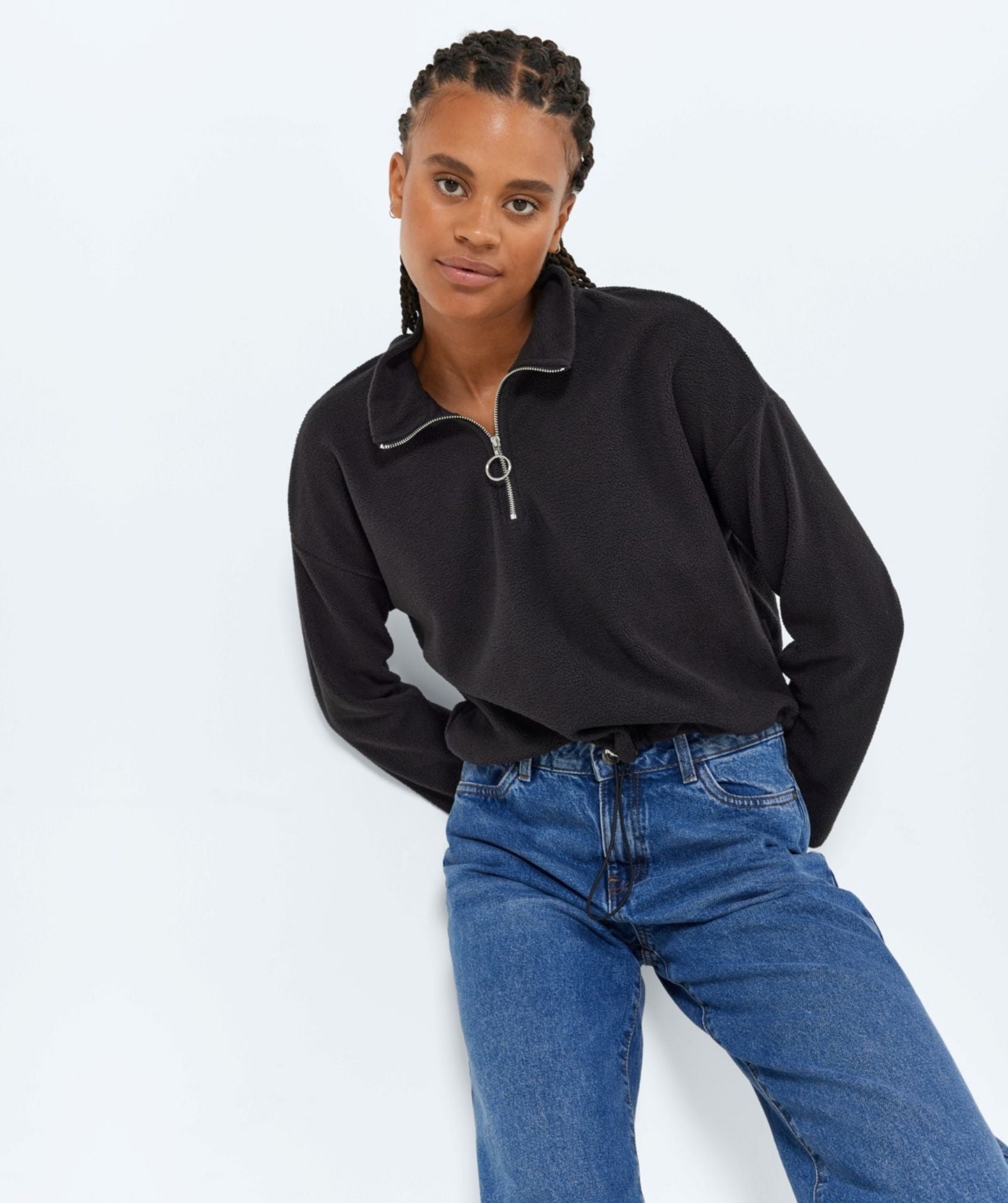 Noisy May - Misser L/S Cropped New Fleece (Black)