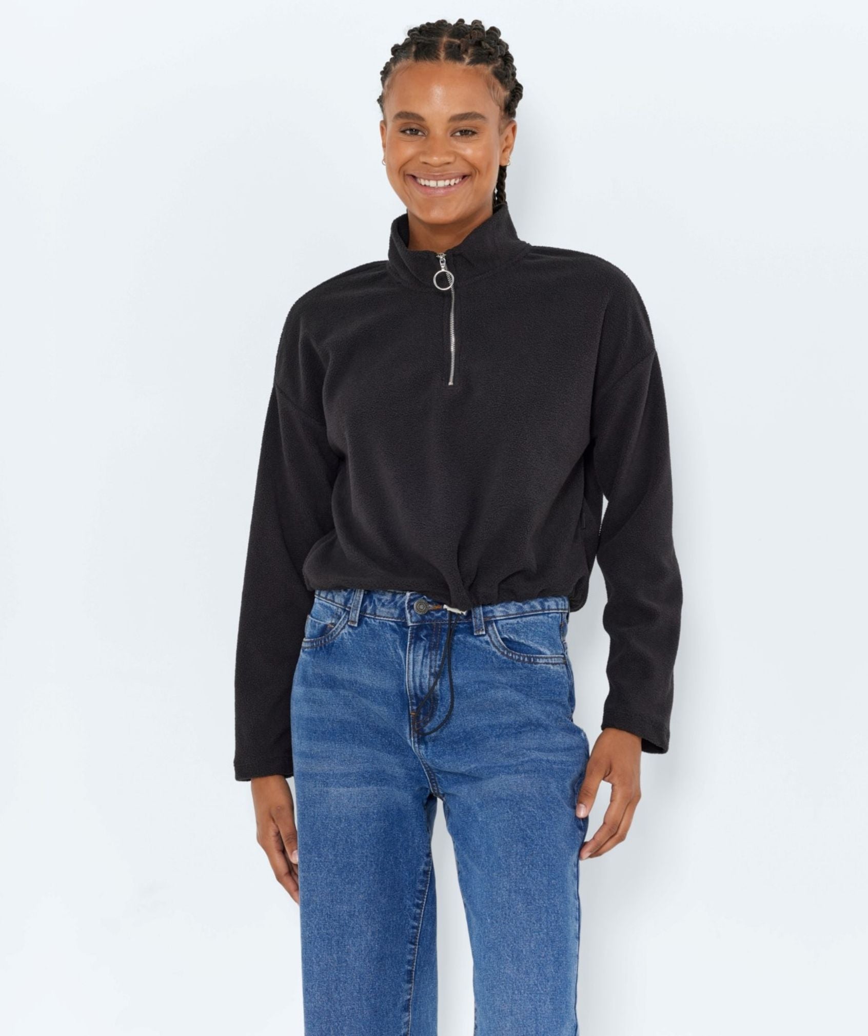 Noisy May - Misser L/S Cropped New Fleece (Black)