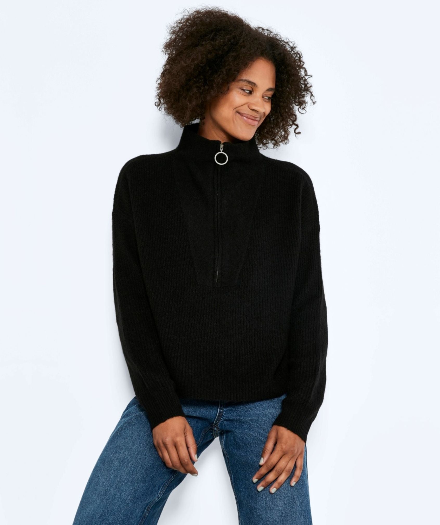 Noisy May - New Alice L/S High Neck Knit (Black)