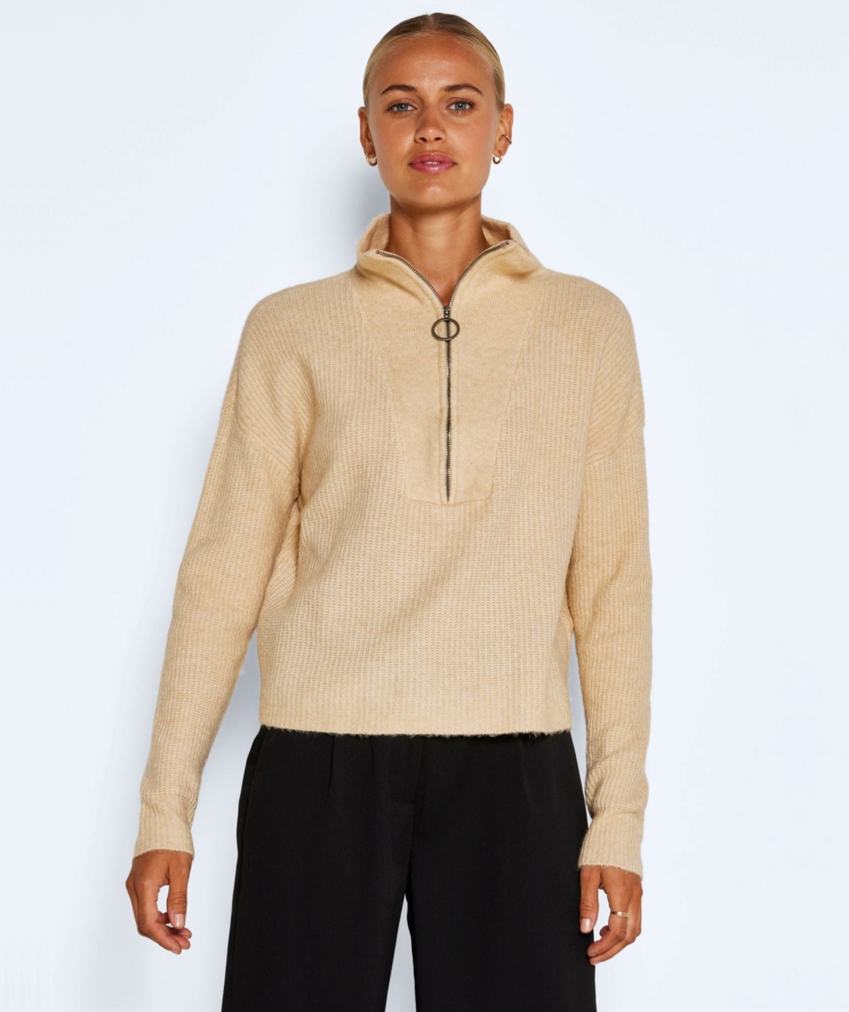Noisy May - New Alice L/S High Neck Knit (Irish Cream)