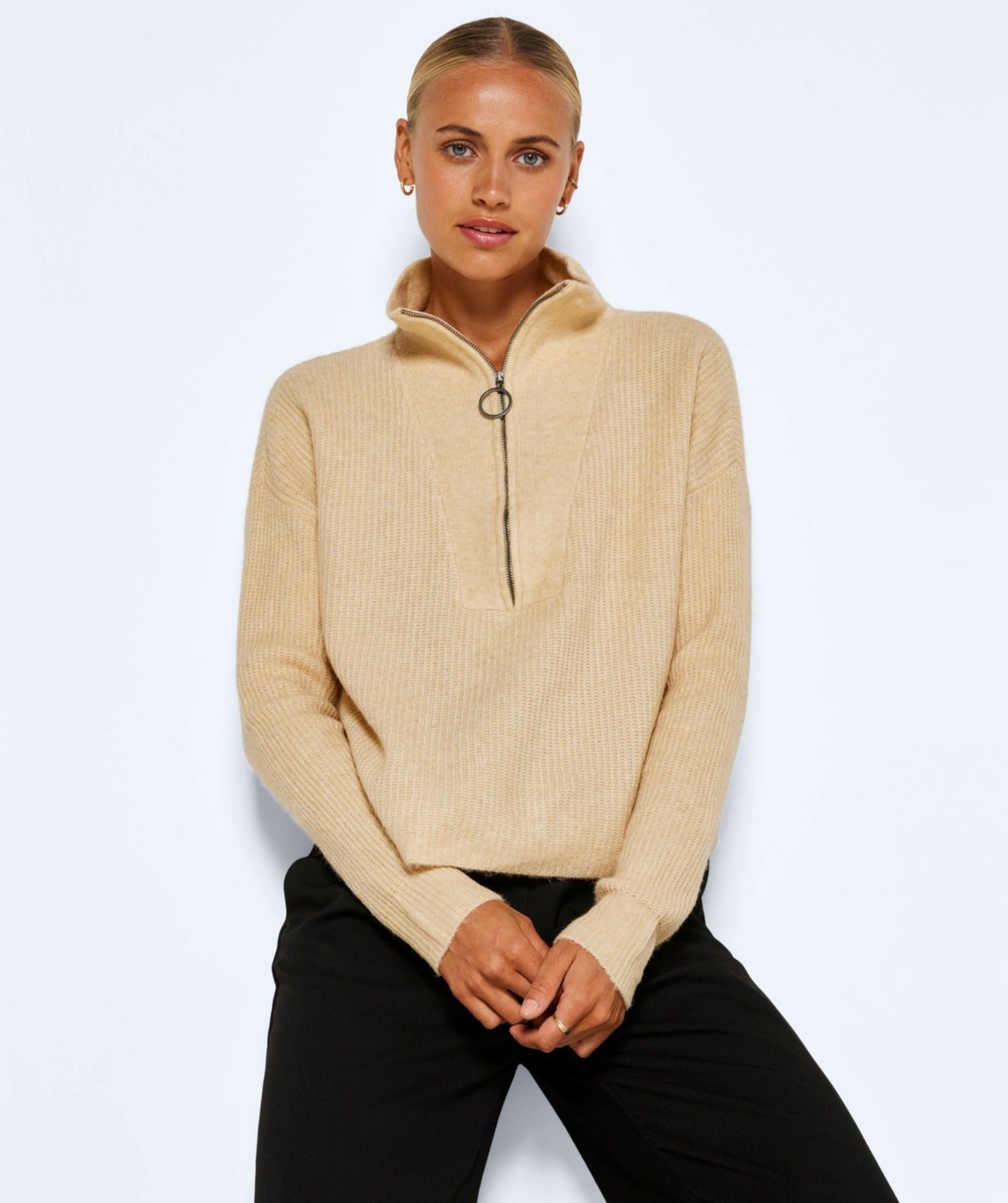 Noisy May - New Alice L/S High Neck Knit (Irish Cream)