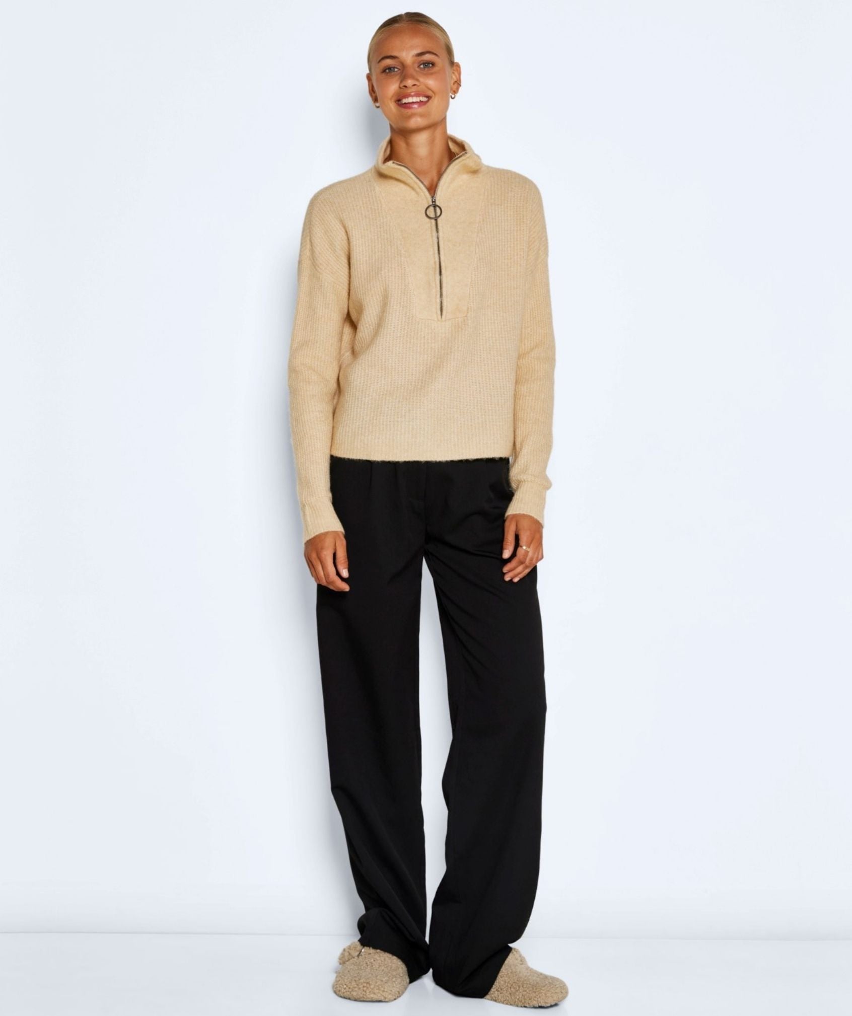 Noisy May - New Alice L/S High Neck Knit (Irish Cream)