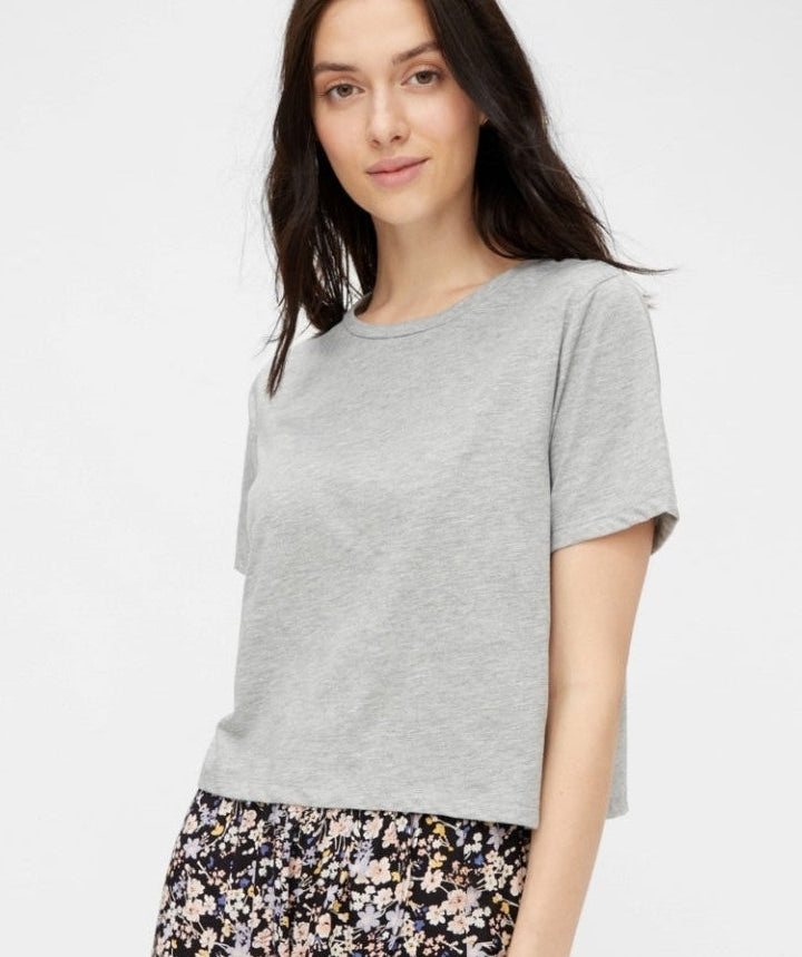 Pieces - Rina SS Crop Top (Light Grey Melange)