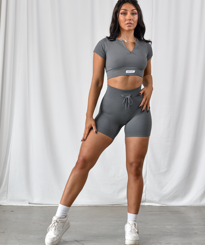 Rapid Wear - Tied Up Seamless Crop T-shirt (Grey)