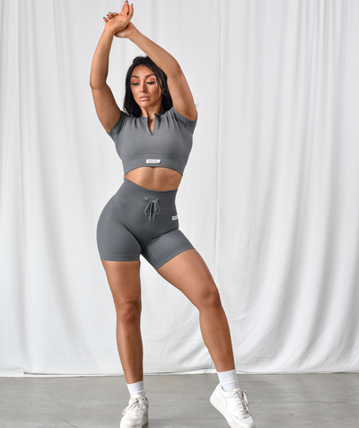Rapid Wear - Tied Up Seamless Crop T-shirt (Grey)