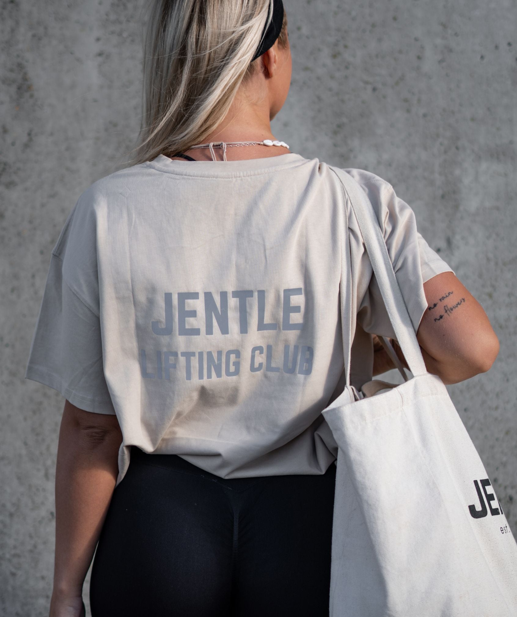 Jentle - Lifting Club Oversized T-Shirt (Beige)