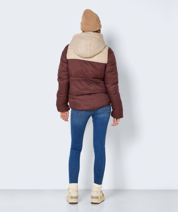 Noisy May - Ales L/S Padded Colorblock Hood Jacket (Cappuccino/Irish Cream)