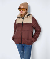 Noisy May - Ales L/S Padded Colorblock Hood Jacket (Cappuccino/Irish Cream)