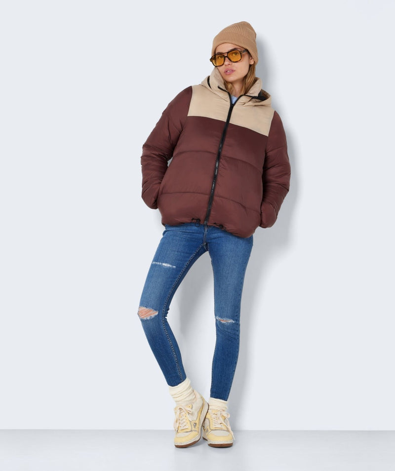Noisy May - Ales L/S Padded Colorblock Hood Jacket (Cappuccino/Irish Cream)