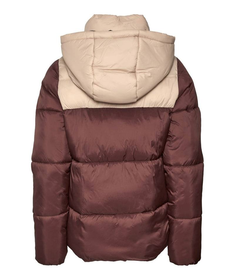 Noisy May - Ales L/S Padded Colorblock Hood Jacket (Cappuccino/Irish Cream)