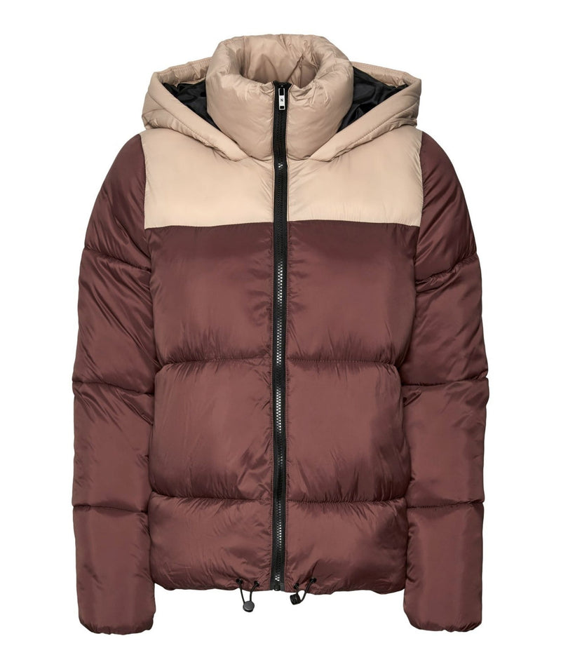 Noisy May - Ales L/S Padded Colorblock Hood Jacket (Cappuccino/Irish Cream)
