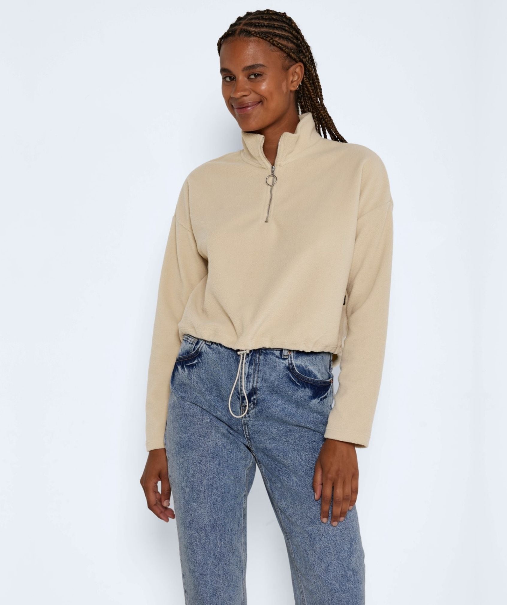 Noisy May - Misser L/S Cropped New Fleece (Irish Cream)