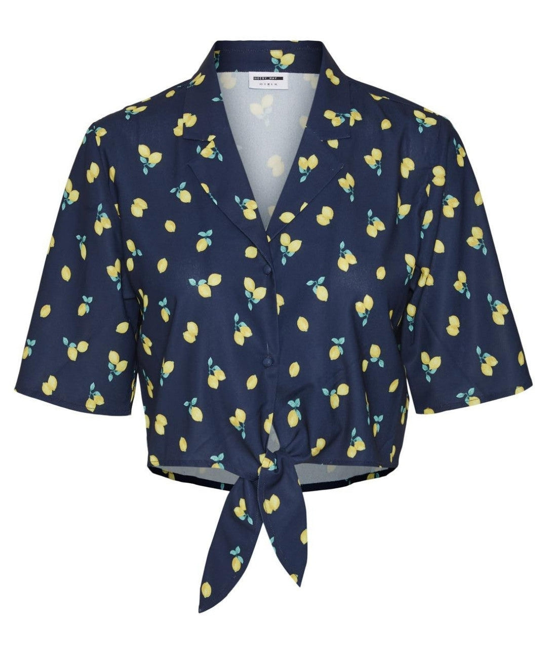 Noisy May - Joe S/S Waist Tie Top (Navy/Lemons)
