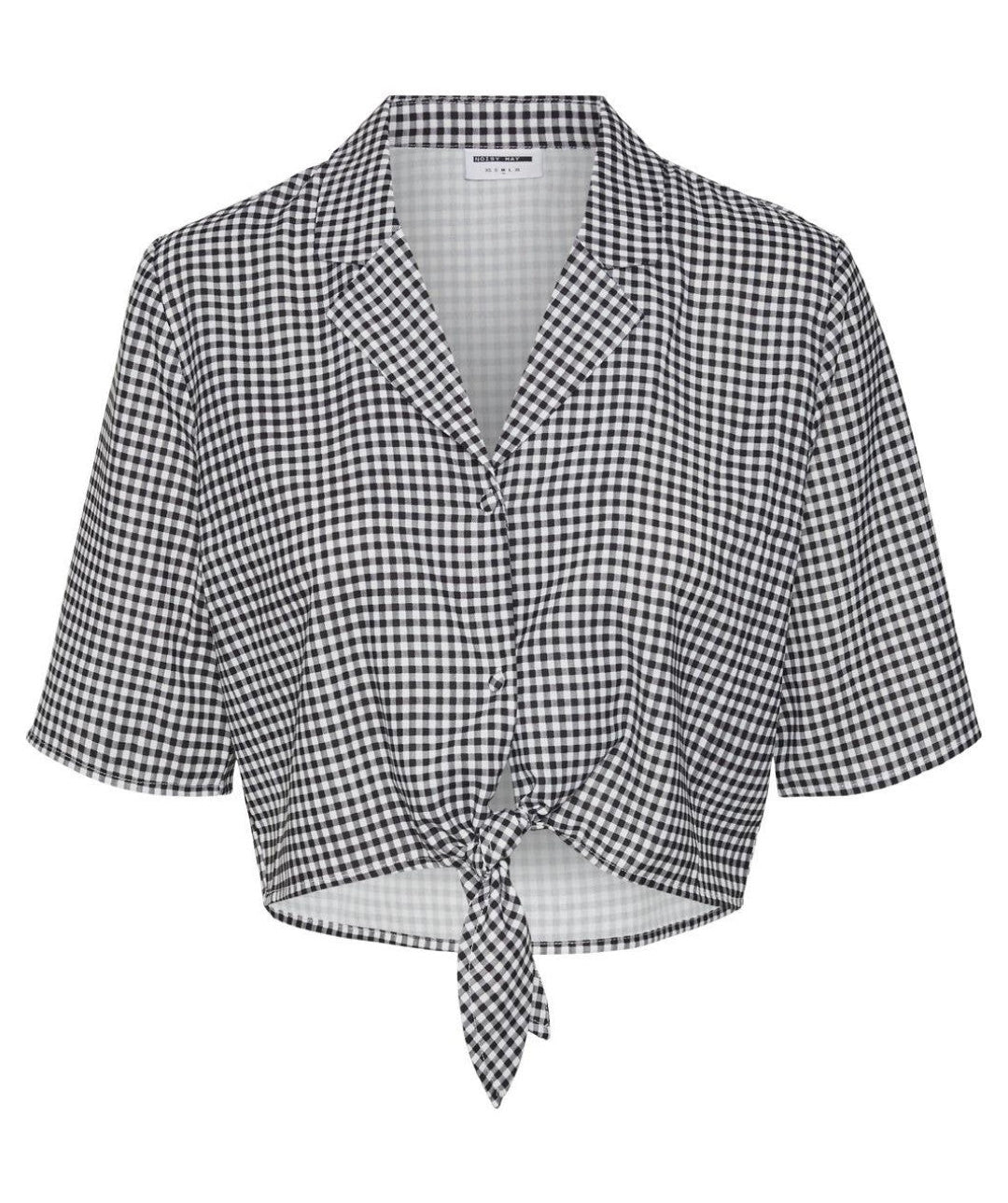 Noisy May - Joe S/S Waist Tie Top (White/Checks)