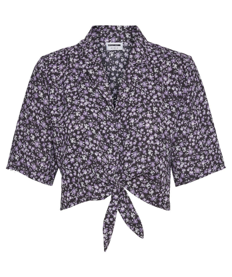 Noisy May - Joe S/S Waist Tie Top (Forged Iron/Flower)