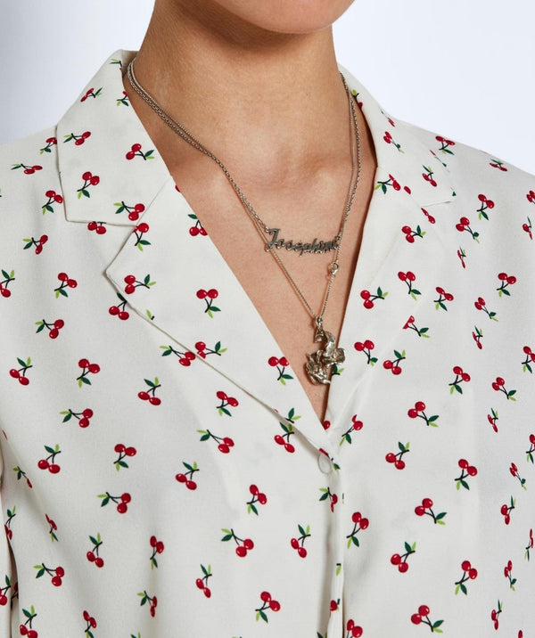 Noisy May - Joe S/S Waist Tie Top (White/Cherry)