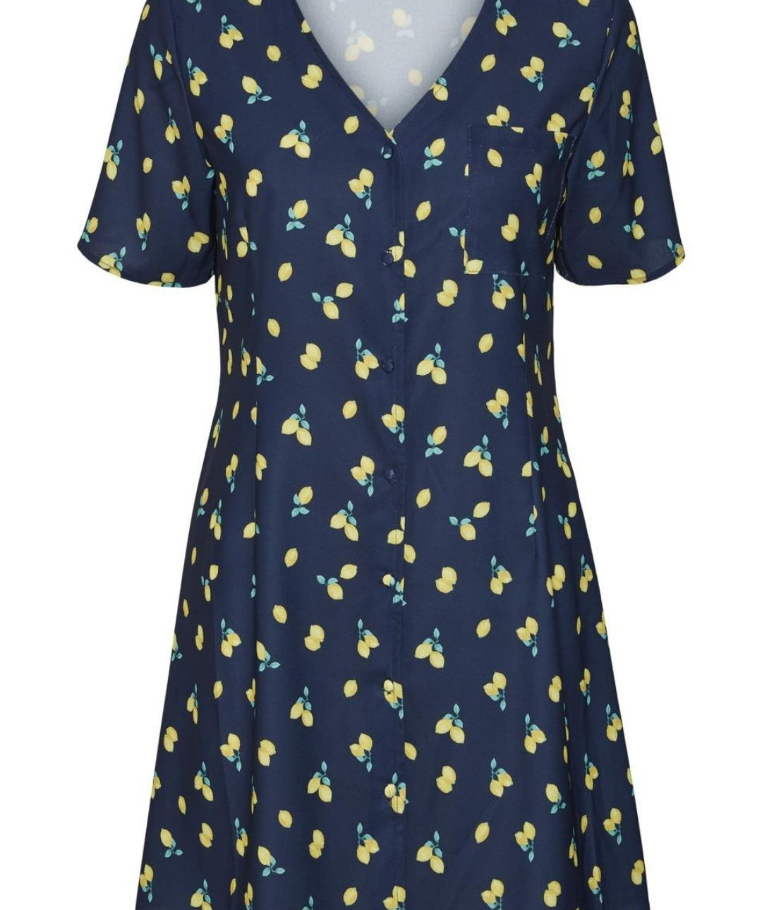 Noisy May - Joe S/S Short Dress (Navy/Lemons)
