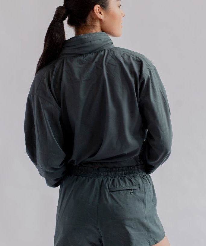 Girlfriend Collective - Hummingbird Half Zip Windbreaker (Moss)