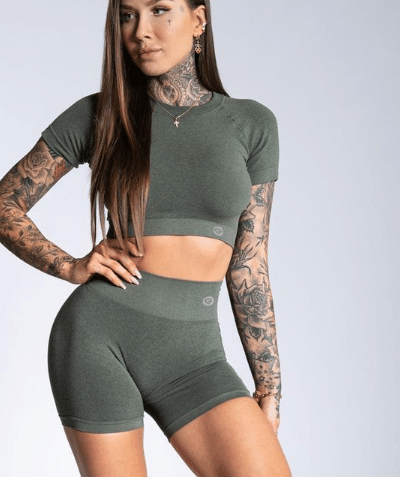 Gym Glamour - Amy Seamless Shorts (Khaki)