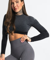 Gym Glamour - Eve Seamless Crop Top (Sort/Grå)