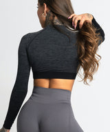 Gym Glamour - Eve Seamless Crop Top (Sort/Grå)