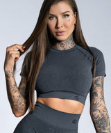 Gym Glamour - Amy Seamless Crop Top (Sort/Grå)
