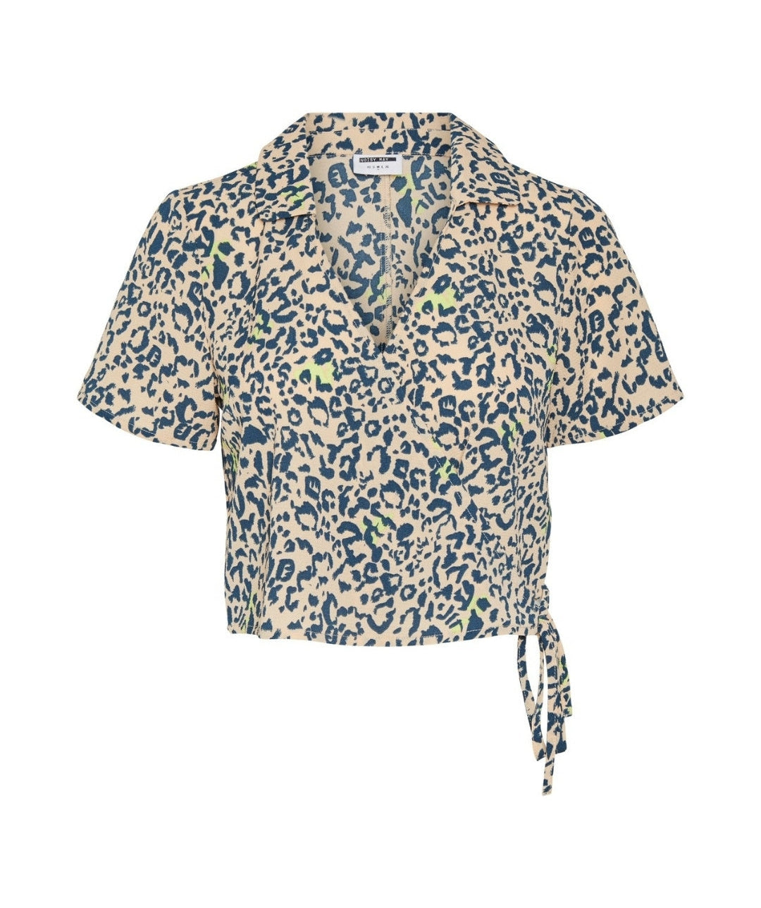 Noisy May - Clara S/S Wrap Crop Shirt (Hazelnut Leo)