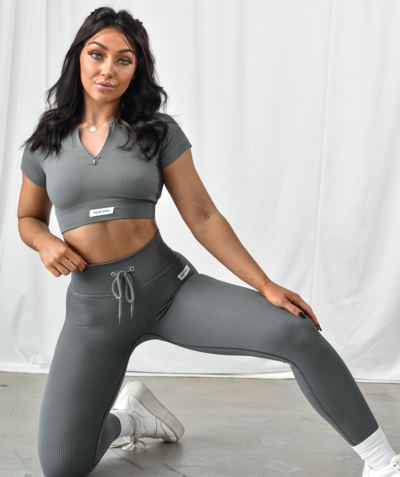 Rapid Wear - Tied Up Seamless Crop T-shirt (Grey)