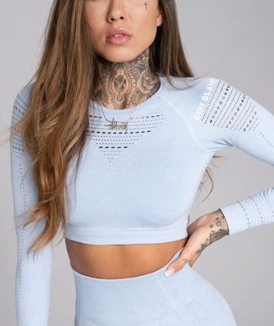 Gym Glamour - Alva Seamless Crop Top (Lyseblå)